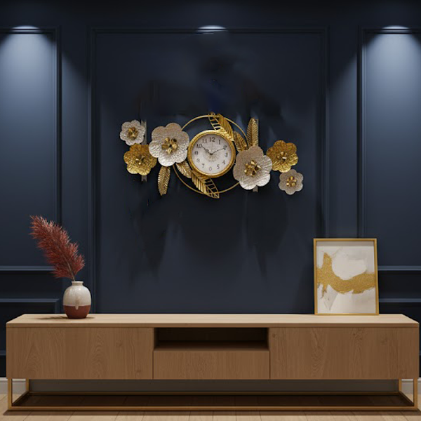 Golden Blossom Medley Wall Clock 95X50 cm-MM137