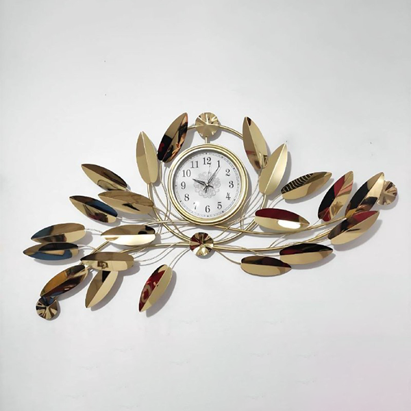 Luxury Gold Leaf Wall Clock - Stainless Steel (127x63 cm)-128