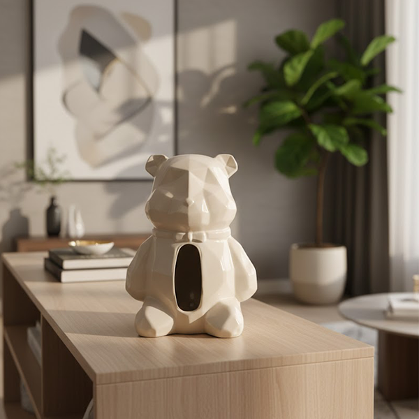 Geometric Bear Porcelain Tissue Box-DT35