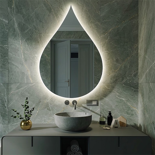 Teardrop Modern Backlit LED Mirror (Doctor Greesh Glass - 6mm)-LM04