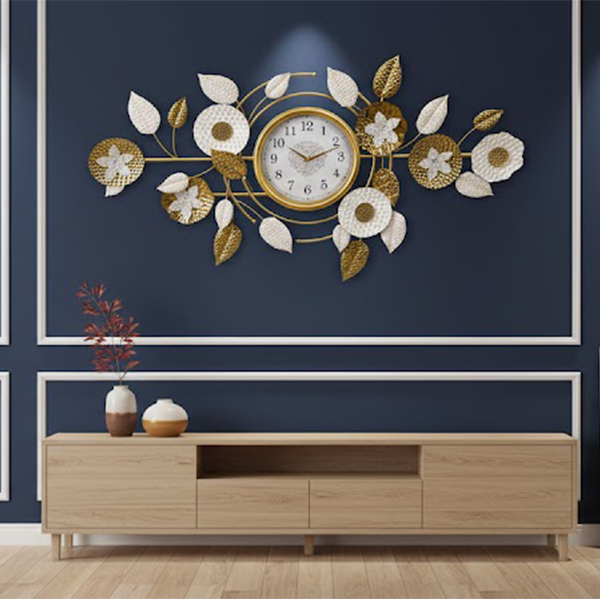 Elegant Textured Floral Wall Clock 105X60 cm-MM139