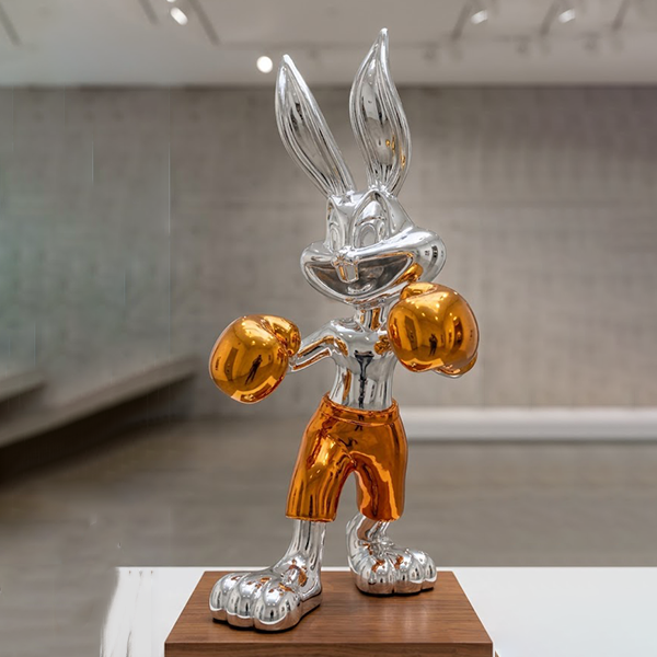 Metallic Boxing Bunny Porcelain Figurine-GH94