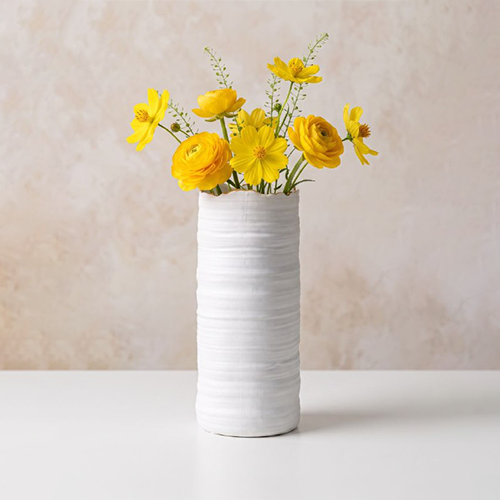 White Textured Porcelain Vase-225