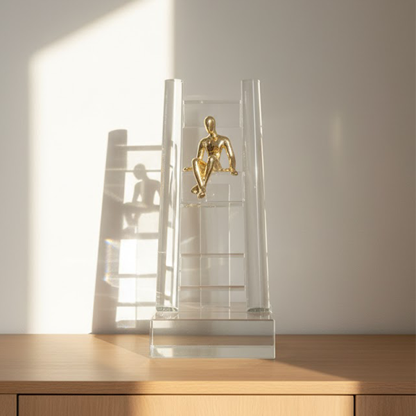 Crystal Ladder Man of Gold Statue-LY13