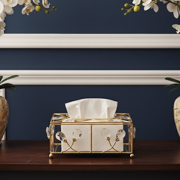 Luxury Gold & Crystal Tissue Box-23sn