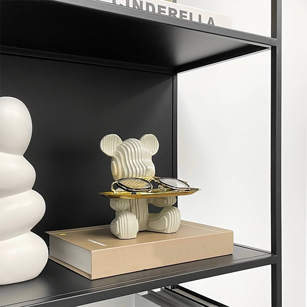 Nordic Ribbed Bear Decorative Tray Statue-MM176