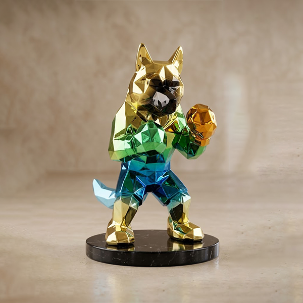 Geometric Boxing Dog Statue-GH106