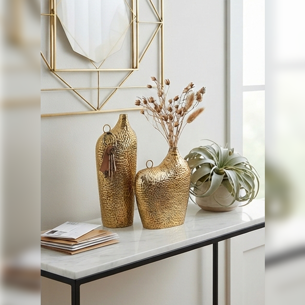 Golden Textured Porcelain Vases Set-JD44