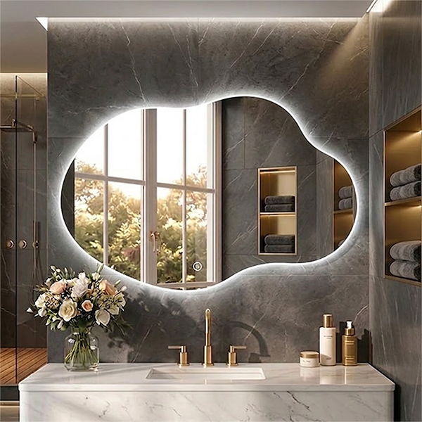 Wrought Studio Asymmetrical Cloud-Shape LED Bathroom Mirror (Doctor Greesh Glass - 6mm)-LM03