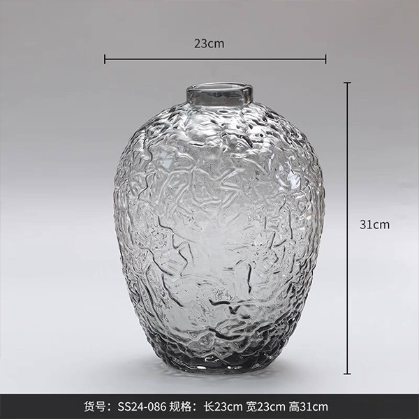 Set of 2 Textured Glass Vases-GD28