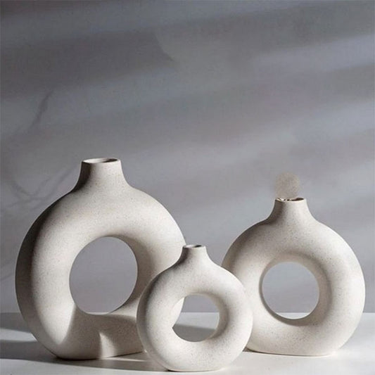 Modern three-piece pottery vase set-V09