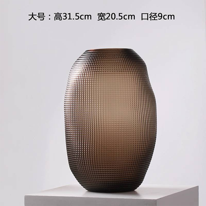 Set of 2 Ribbed Glass Vases-GD25