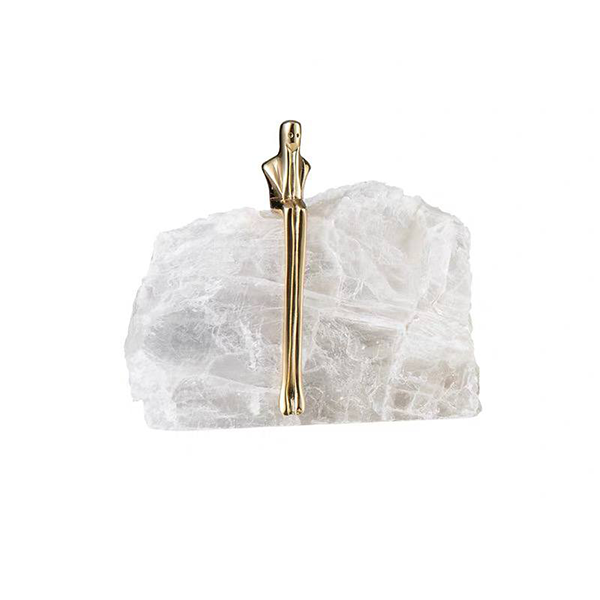 Abstract Gold Figure and Natural Crystal Sculptur-GD21
