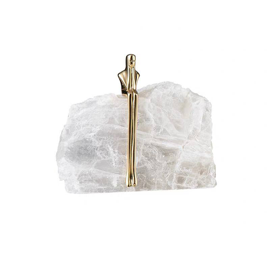 Abstract Gold Figure and Natural Crystal Sculptur-GD21