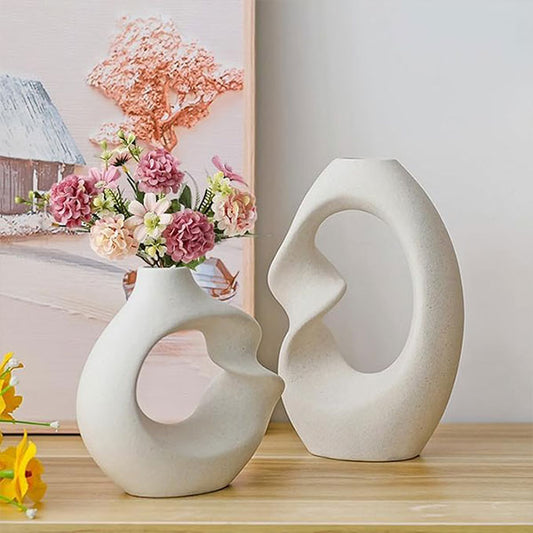 Modern two-piece pottery vase set-V16