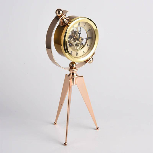 Modern Gold Tripod Skeleton Table Clock-MM