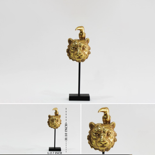 Artistic sculpture of a tiger head with a bird-GD10