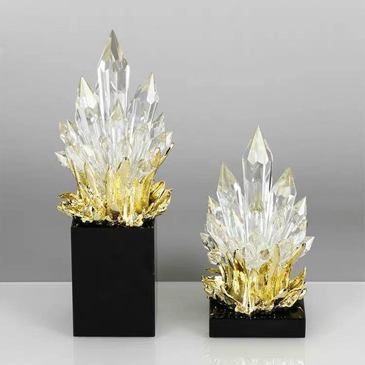 Crystal and Gold Geode Statues-GD37