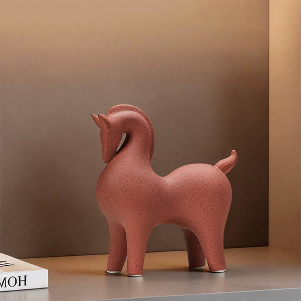 Terracotta Minimalist Horse Sculpture-MM198