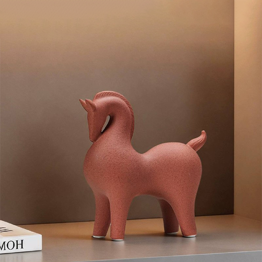 Terracotta Minimalist Horse Sculpture-MM198