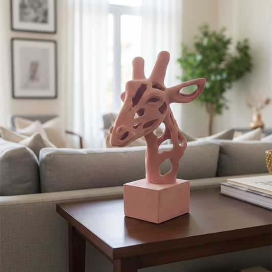Pink Giraffe Head Sculpture-MM126