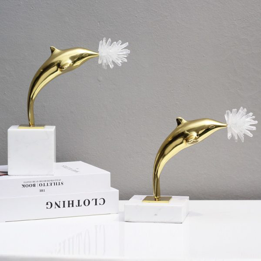 Gold Dolphin with Clear Crystal Base-GD31