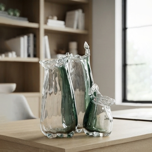 Emerald Artisan Glass Vase Set-mm223