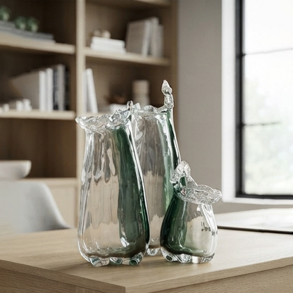 Emerald Artisan Glass Vase Set-mm223