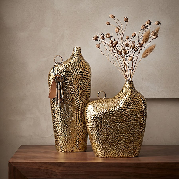 Golden Textured Porcelain Vases Set-JD44