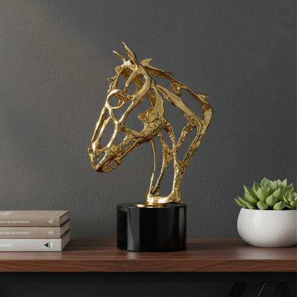 Golden Horse Head Sculpture-GH57