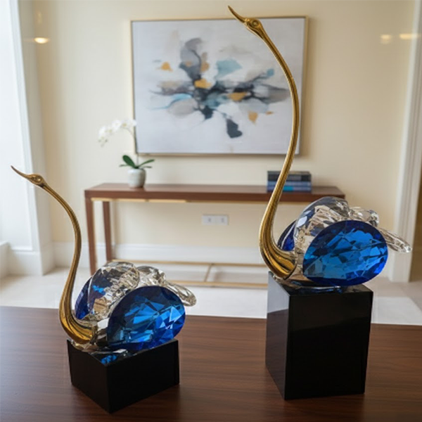 Crystal Swans Sculpture-GH56