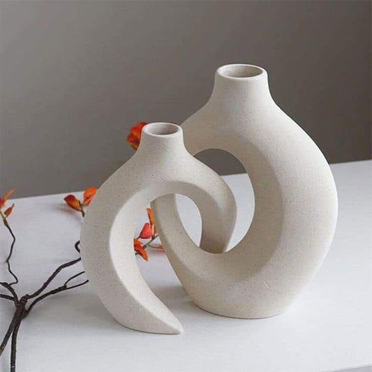 Modern two-piece pottery vase set-V10