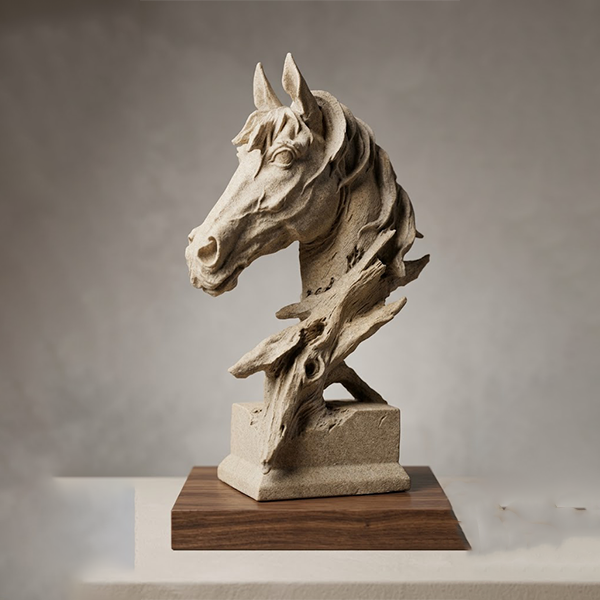 Rustic Horse Head Sculpture-MM201