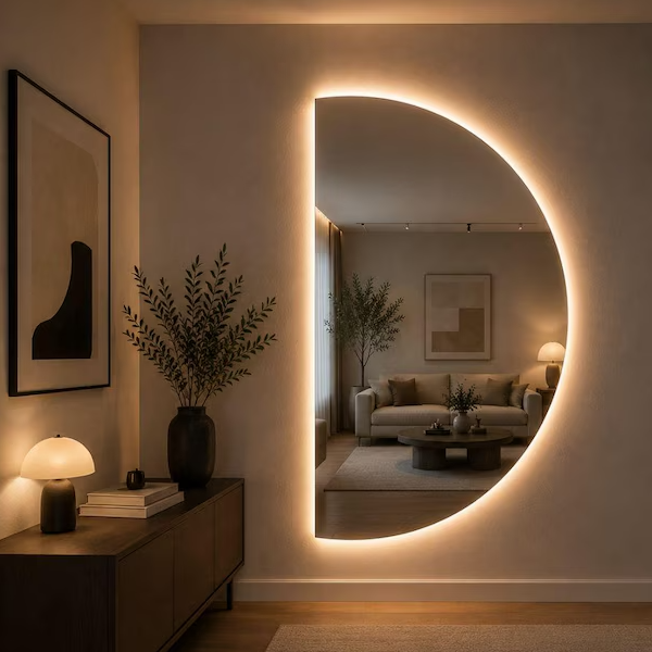 D-Shape Asymmetrical LED Wall Mirror (Doctor Greesh Glass - 6mm)-LM10