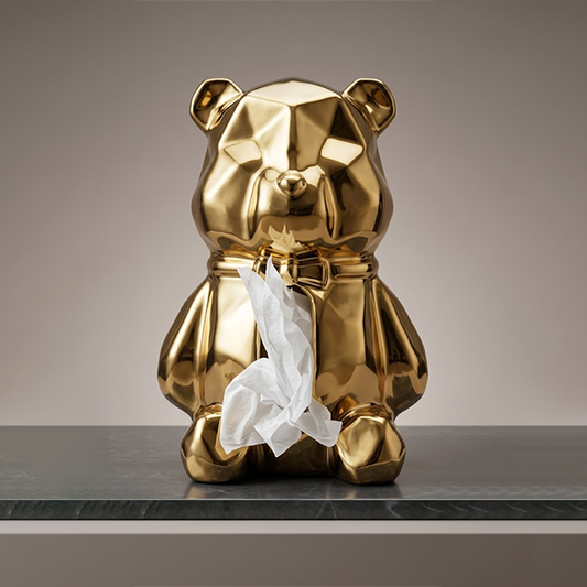 Golden Geometric Teddy Bear Tissue Dispenser-11