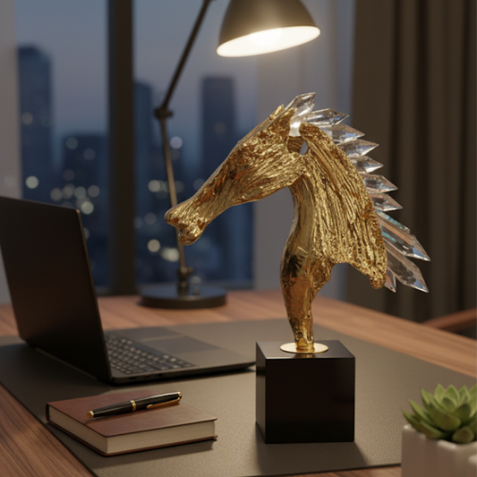 Crystal and gold horse head-GD38