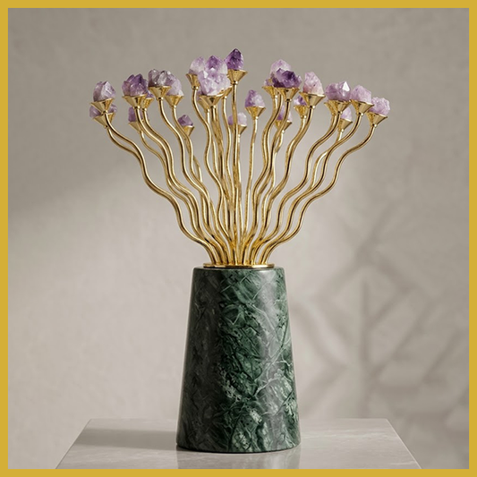 Amethyst Crystal Gilded Branch Sculpture-LY37