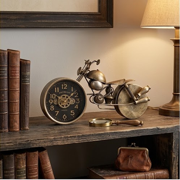 Vintage Motorcycle Metal Desk Clock-LY36