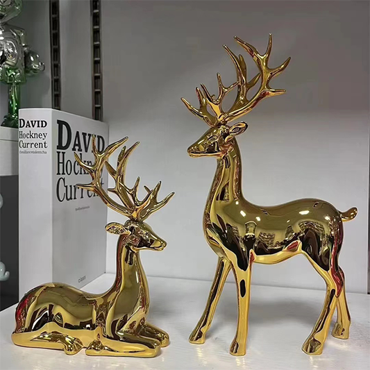 Luxury Golden Stag and Doe Figurine Set--MM149