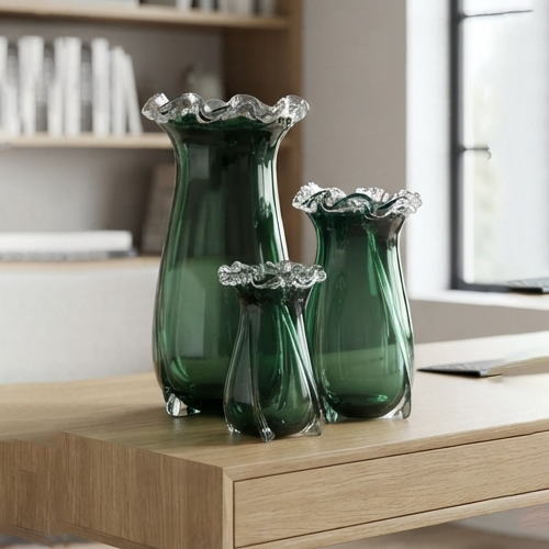 Emerald Glass Vase Set-mm222
