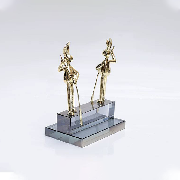 Two Golden Rabbits Decorative Statue-MM106