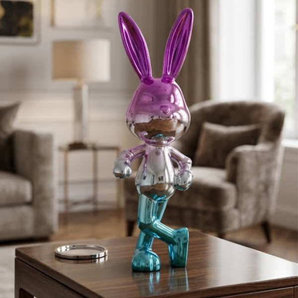 Metallic Chrome Bunny Porcelain Sculpture-GH96