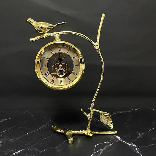 Elegant Gold Bird on Branch Table Clock-GD18