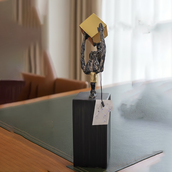 Modern Atlas Cube Bronze Statue-SH20