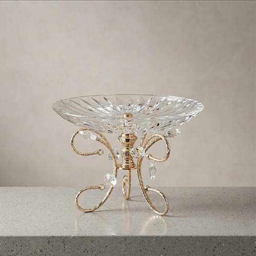 Crystal and Gold Pedestal Stand-62gz