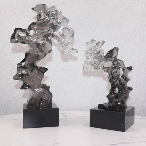 Modern Abstract Smoked Glass Sculptures-GD16