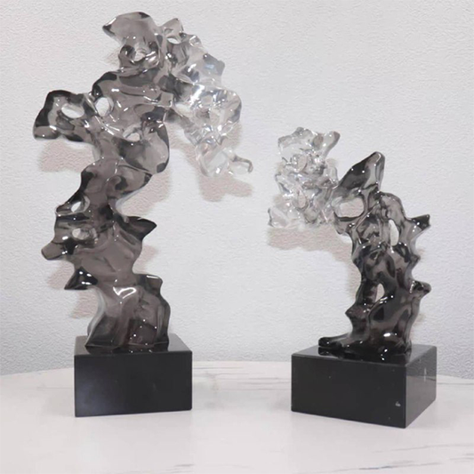 Modern Abstract Smoked Glass Sculptures-GD16