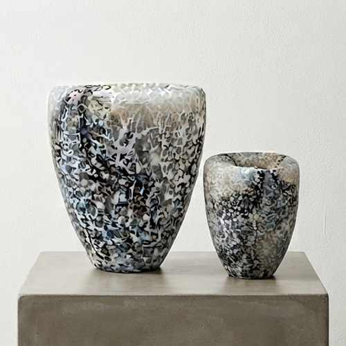 Black and White Mosaic Glass Vases Set-JD51
