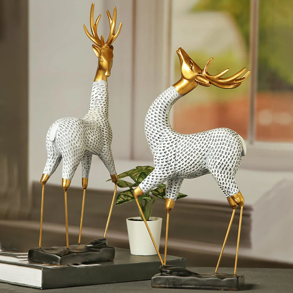 White 2 pieces deer set