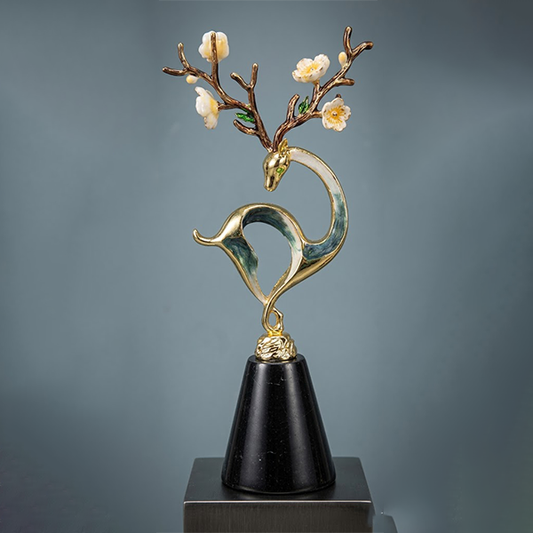Golden Blossom Deer Statue-Hk038